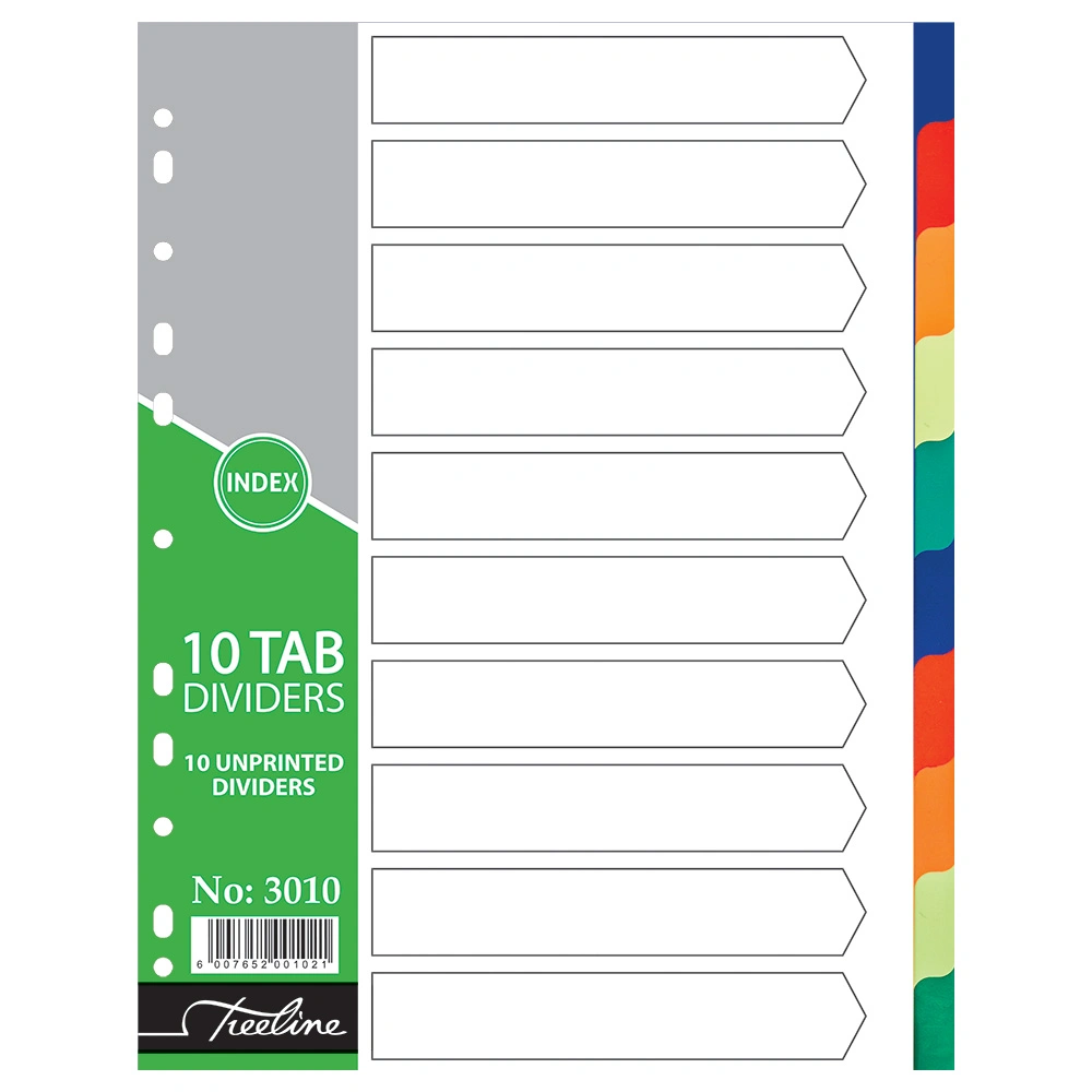 REF: 3010 A4 PVC 10 Tab Plain Rainbow - PKT-10