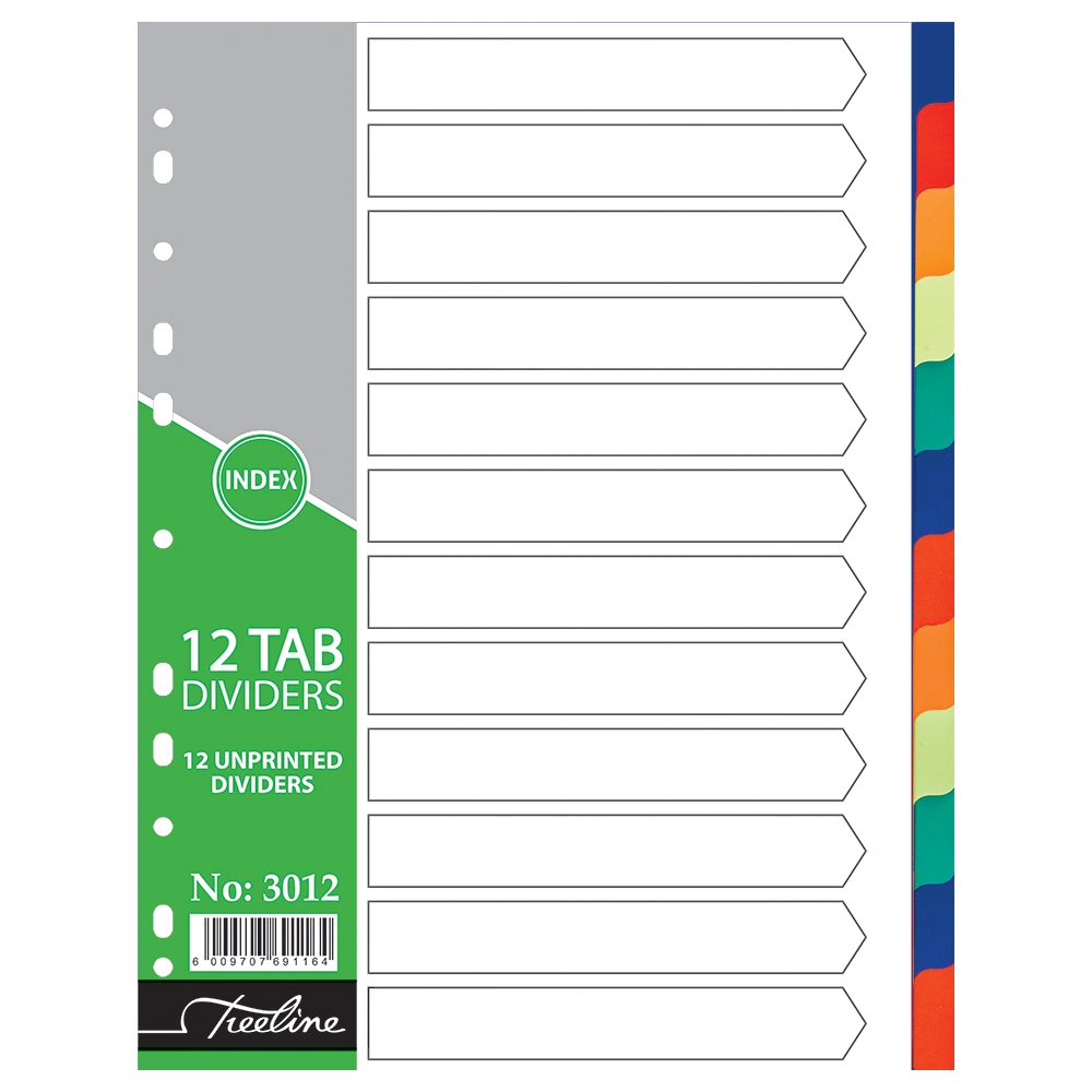 REF: 3012 A4 PVC Dividers 12 Tab - PKT-10