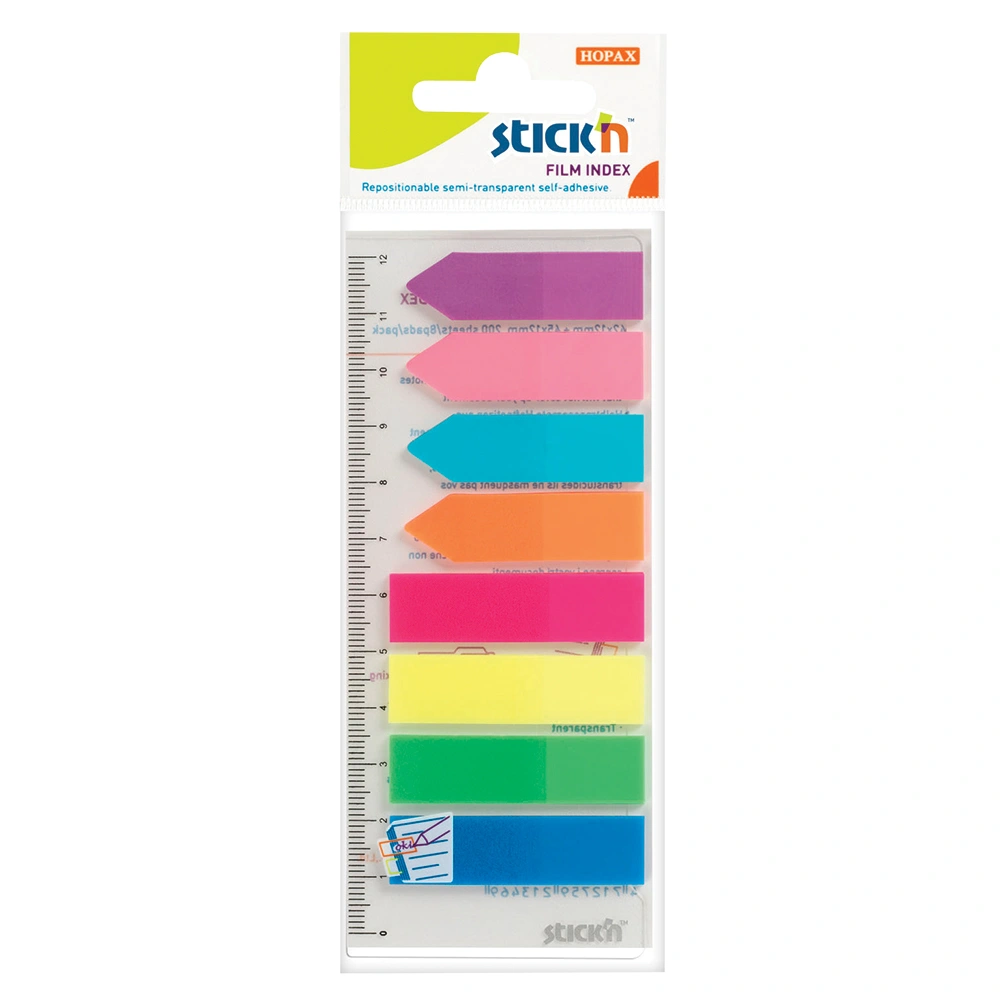 8 Asst Colours - Film Index Tabs (45mm x 12mm) - 21346