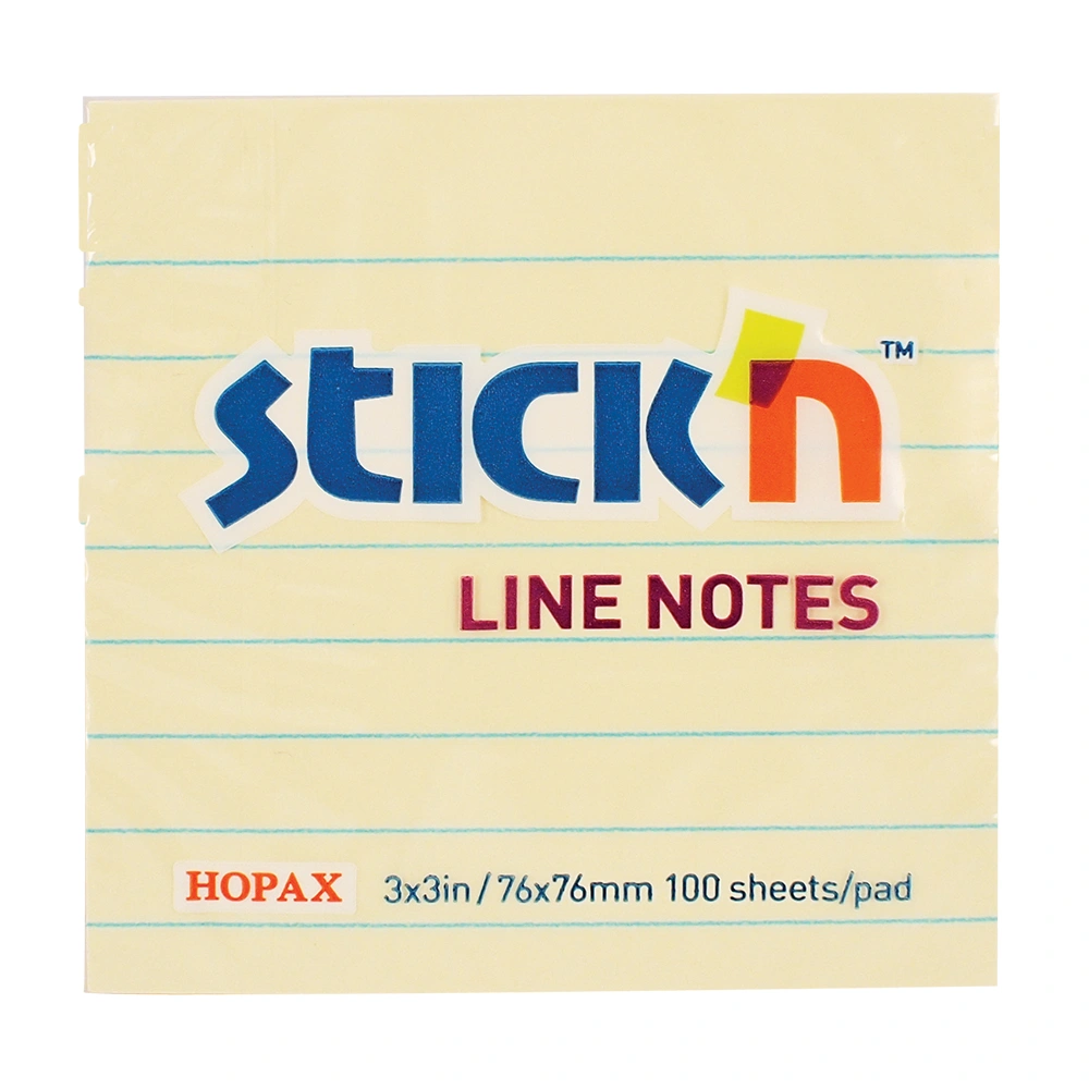 Yellow 76x76mm  Stick'N Pads With Lines  21054