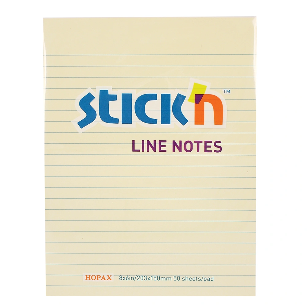 Yellow 203x150mm  Stick'N Pads With Lines  21038