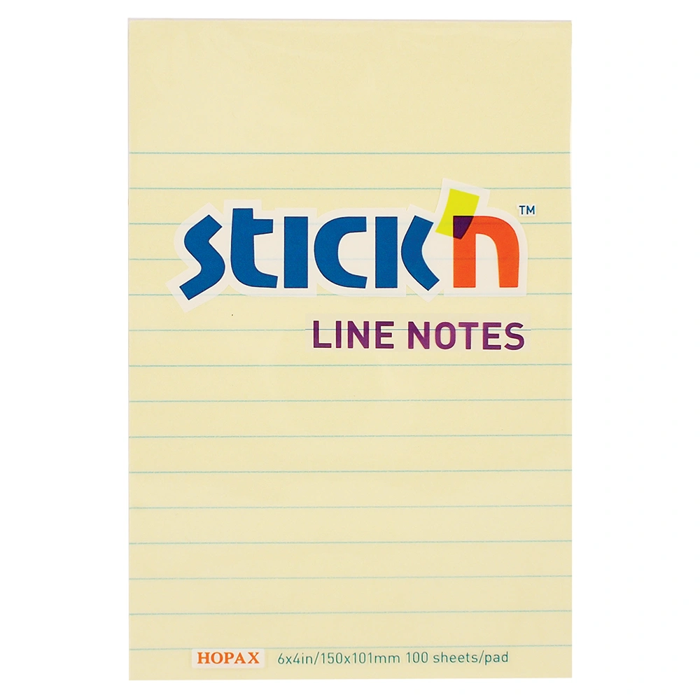 Yellow 150x101mm  Stick'N Pads With Lines  21056