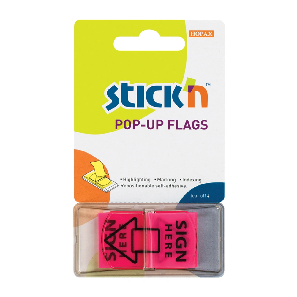 Pop-Up Flags Sign Here Neon Pink(45mm x 25mm) 26016