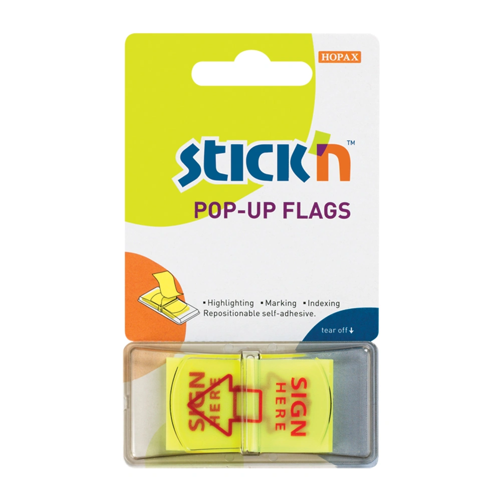 Pop-Up Flags Sign Here Neon Lemon(45mmx25mm) 26015