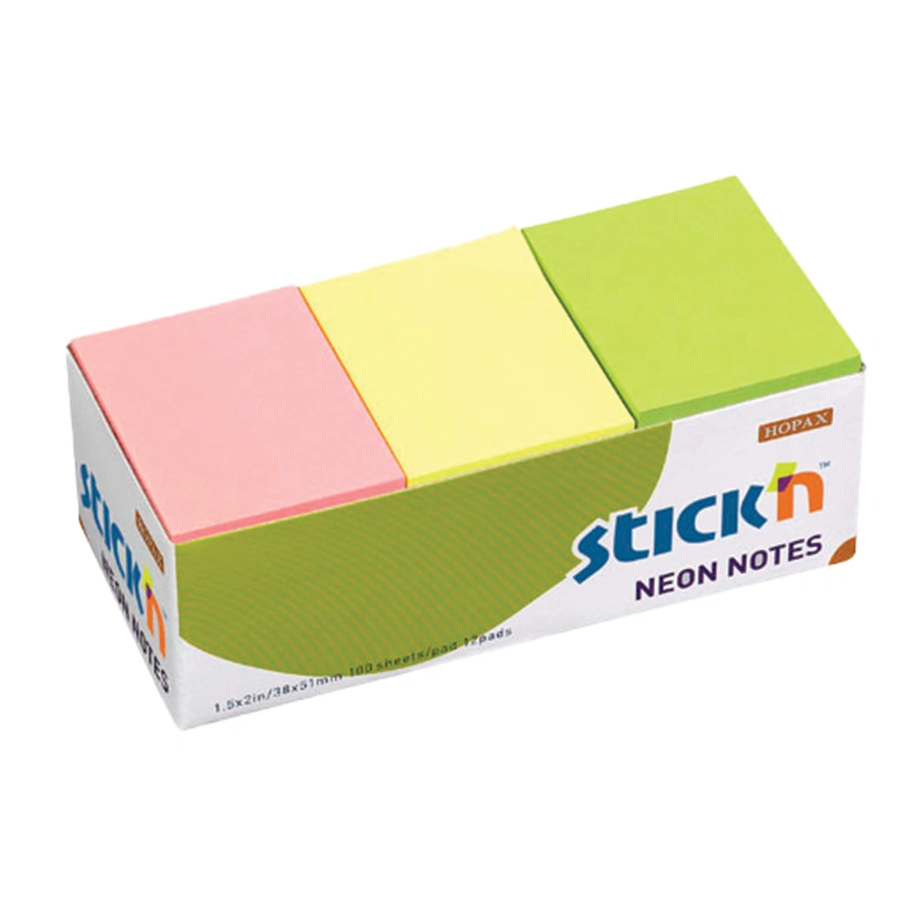 Assorted Neon 38 x 50 Stick 'n Note
