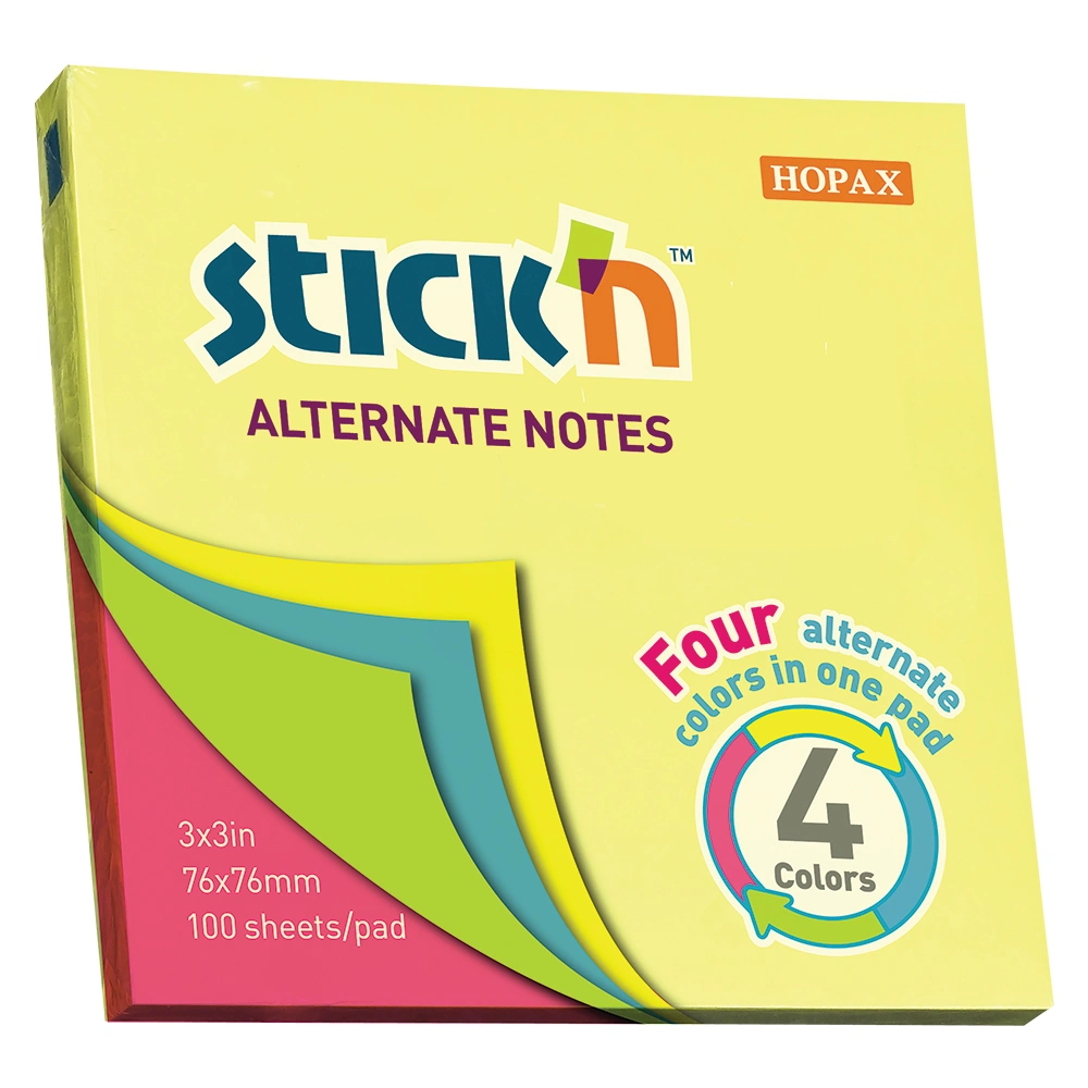 76 x 76mm  Neon Stick 'n Pad - 4 Colours Per Pad 21822