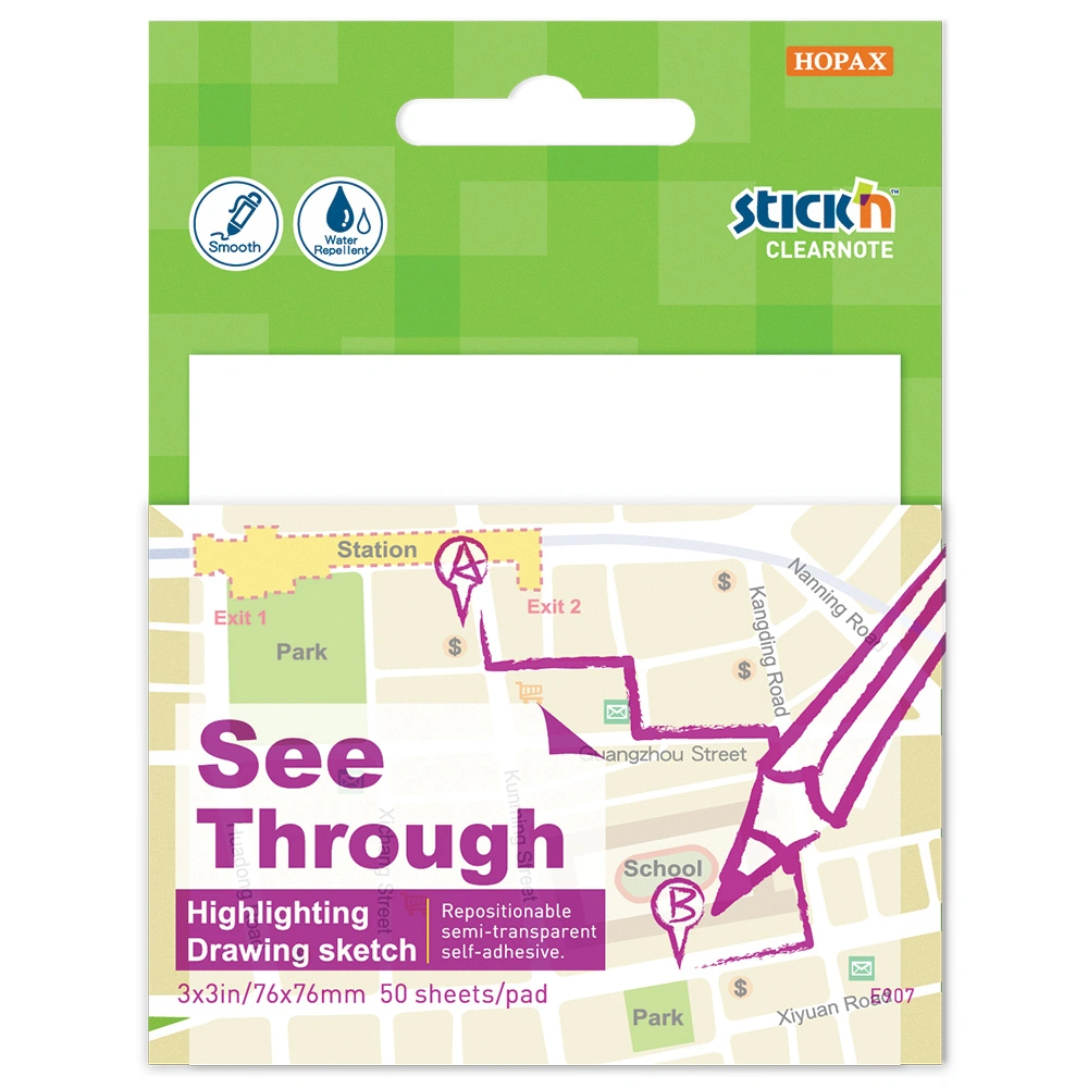 Stick 'n Note 76 x 76mm Clear