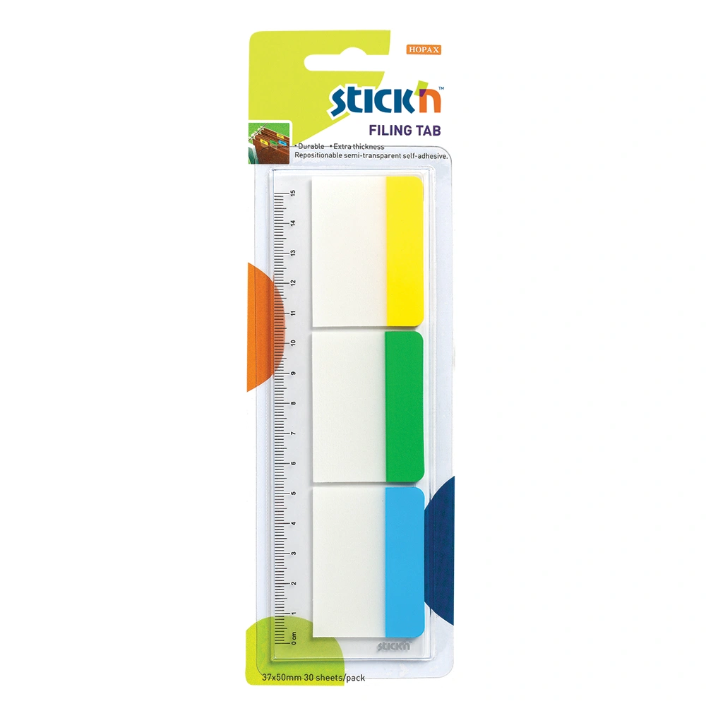 Repositionable Hanging Filing Tabs (3 Asst Solid Colours)
