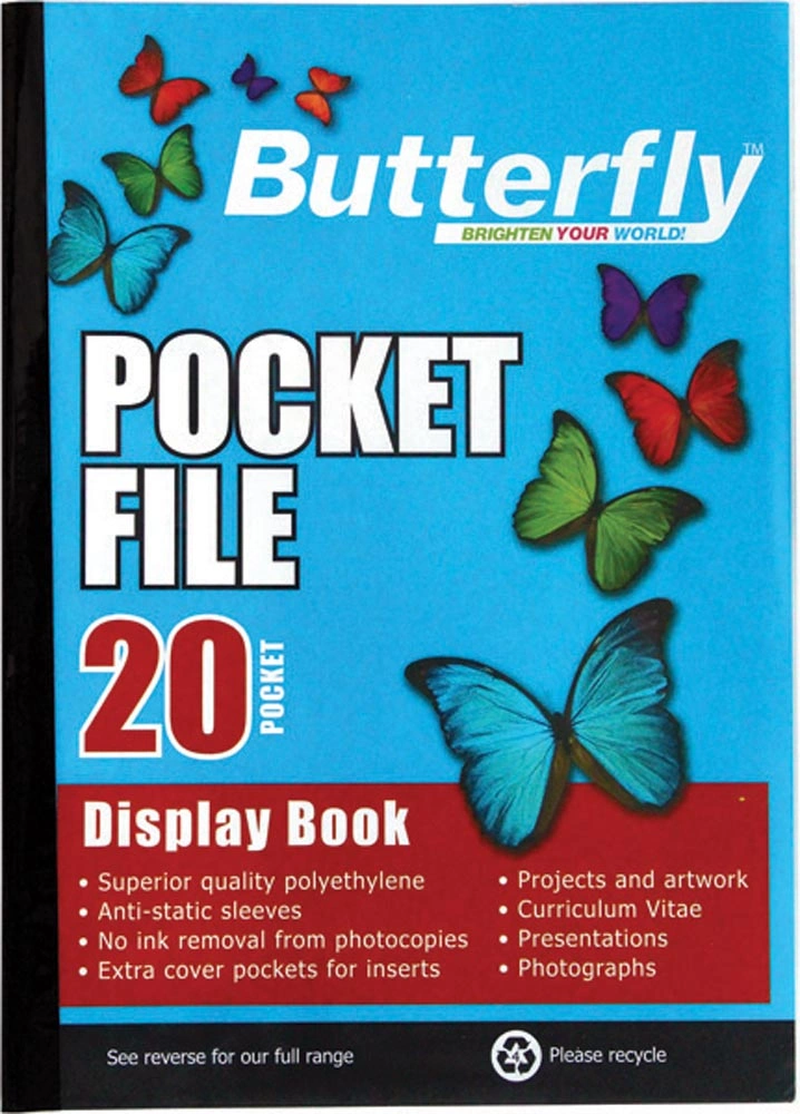 Butterfly A4 20pg Pocket File