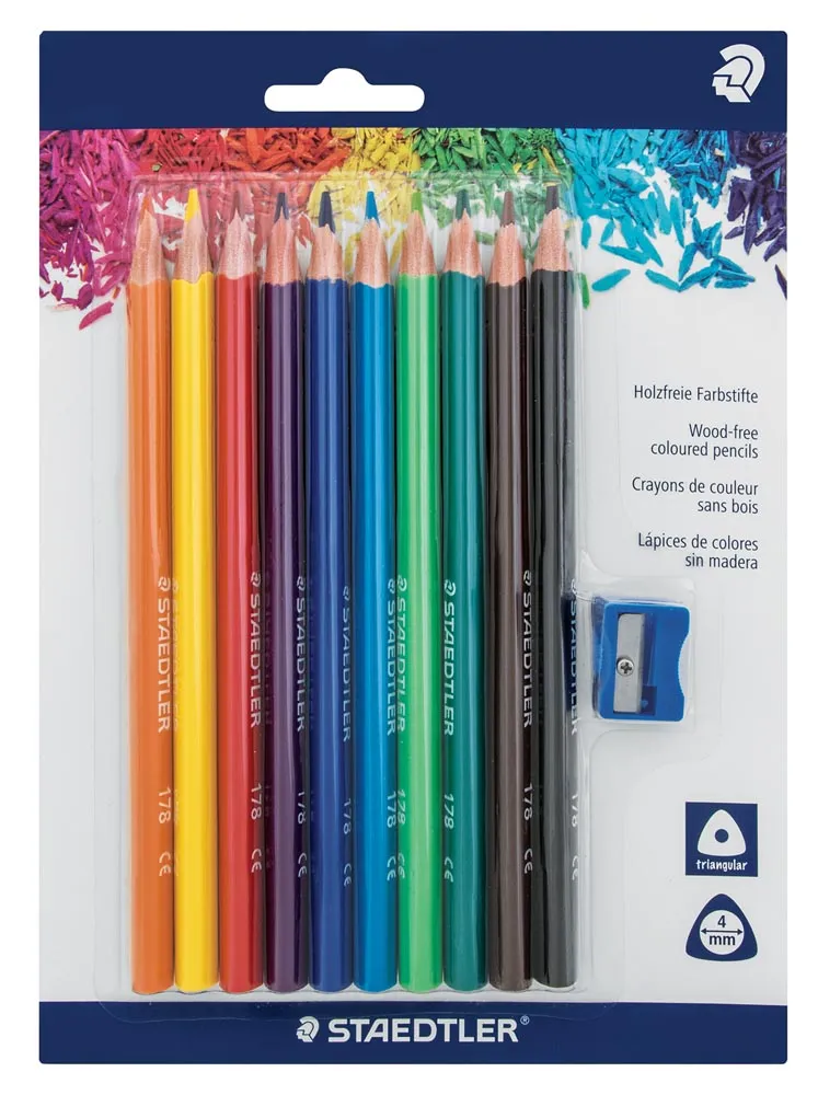 Triangular Jumbo Pencil Crayons  10's 4mm