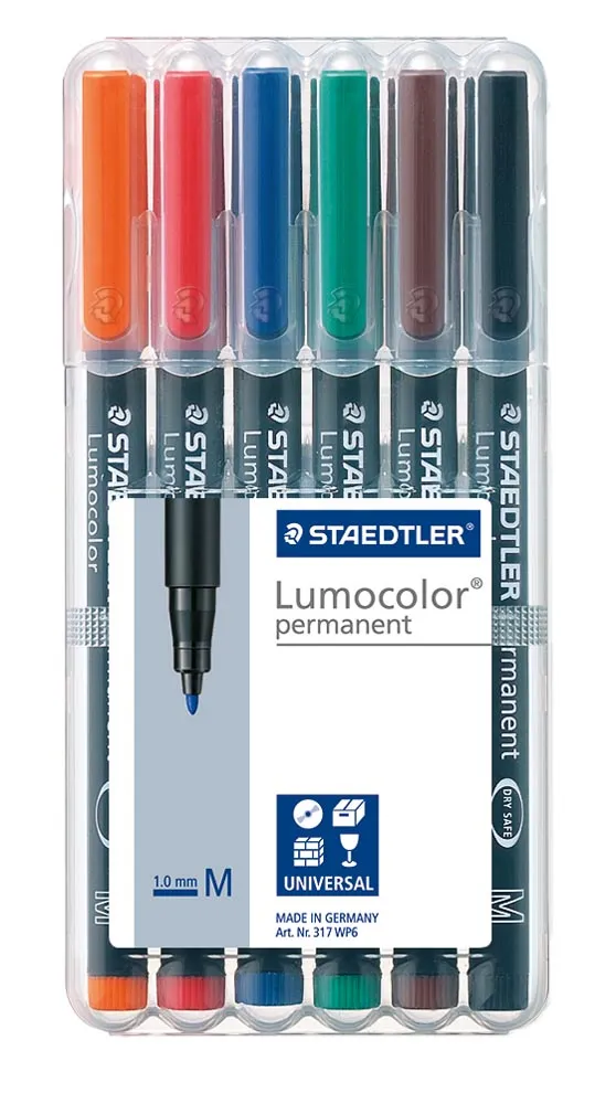 Staedtler  Lumocolour Permanent Marker  Fine Wallet 6