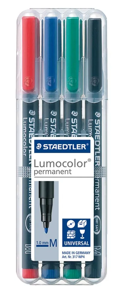 Staedtler Lumocolour Permanent Marker Medium Wallet 4