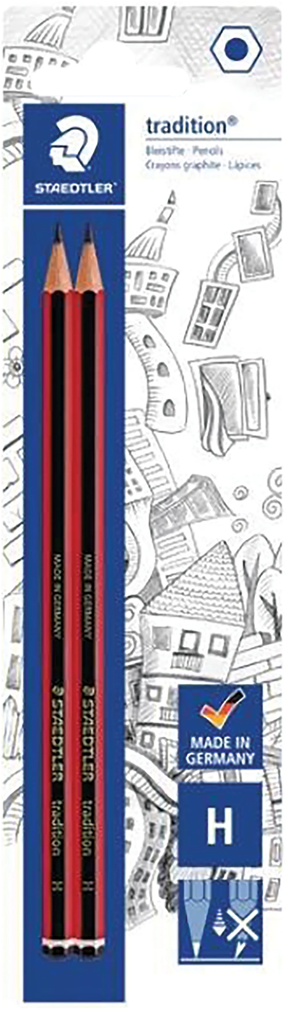 110-H Tradition H Red/Blk Pencils Box-12