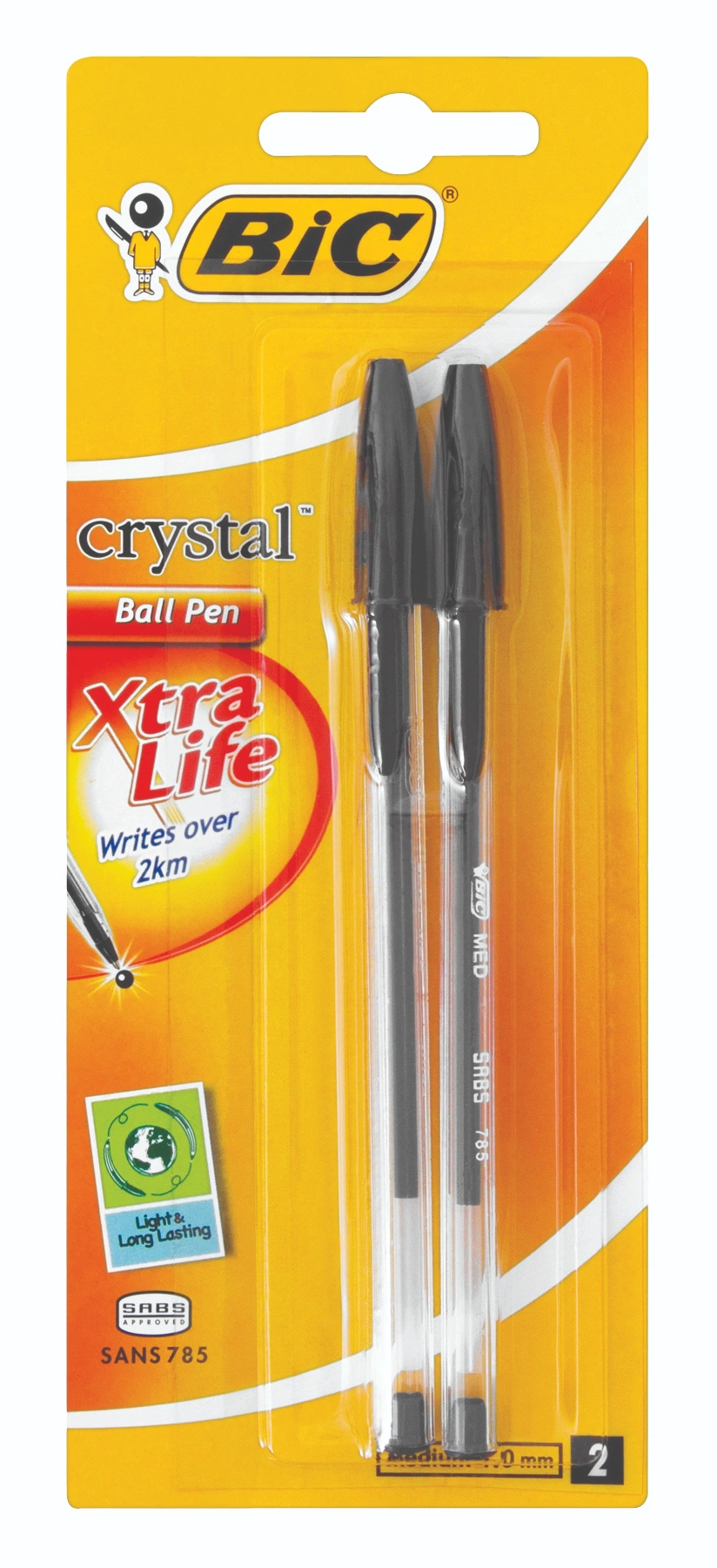 Bic Crystal Xtra Life Black -  Blister-2