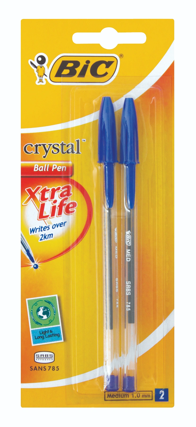 Bic Crystal Xtra Life Blue -  Blister-2
