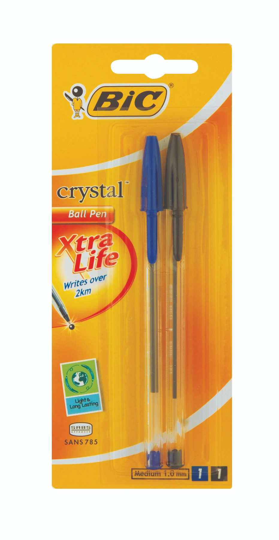 Bic Crystal Xtra Life Blue/Black -  Blister-2