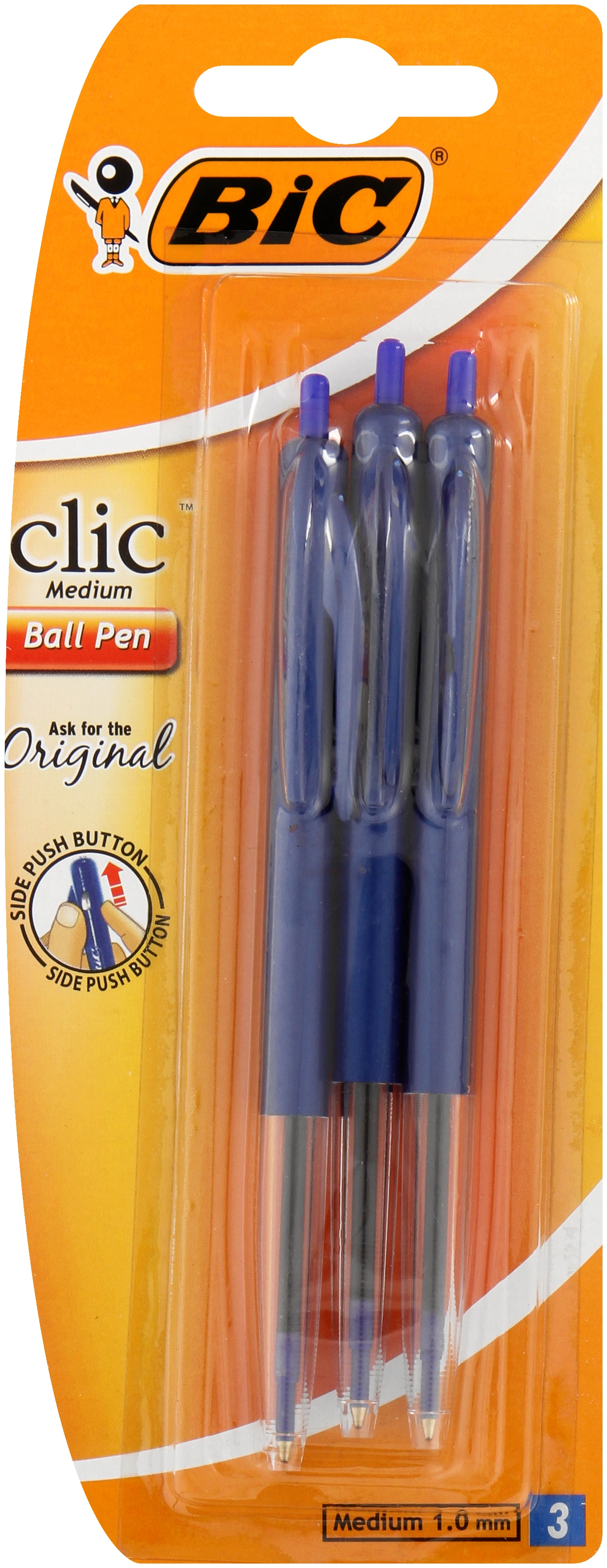 Bic Clic Medium Blue -  Blister-3