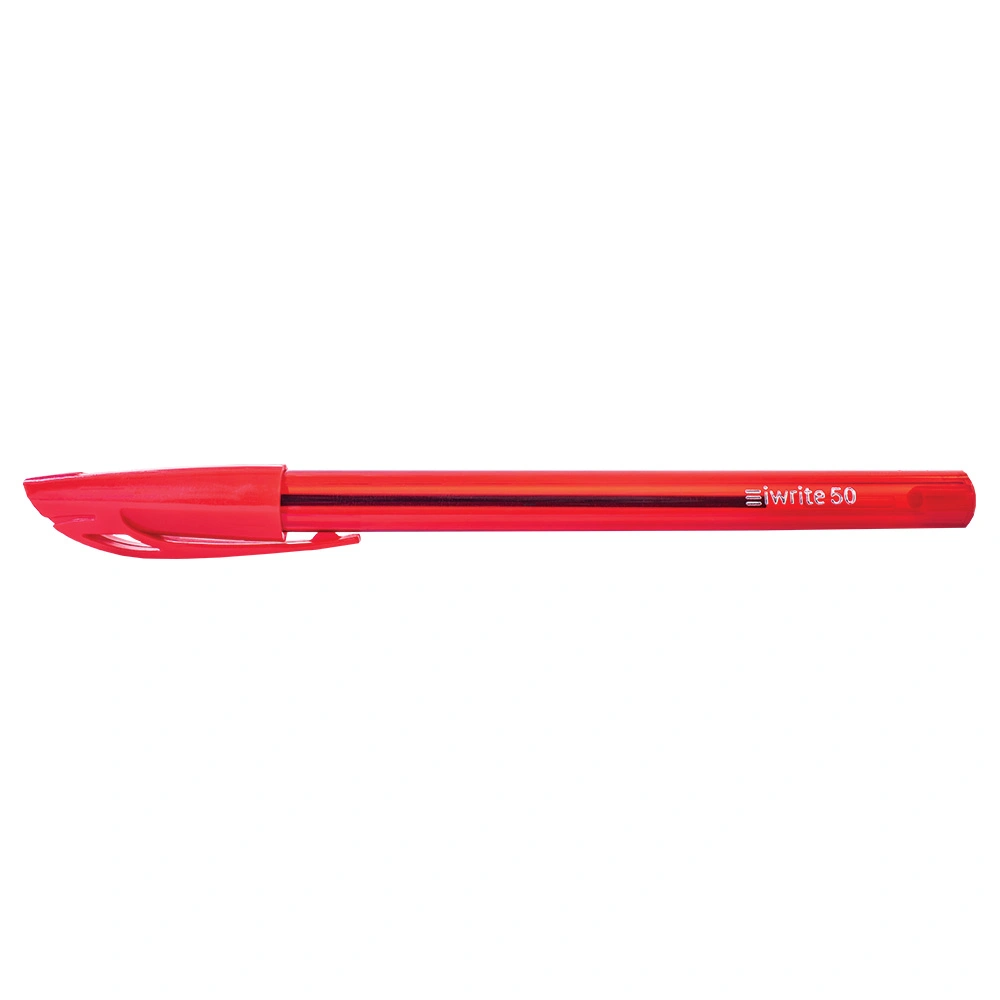 IWrite Clear Colour Barrel Ballpoint Pen Fine Red iW50