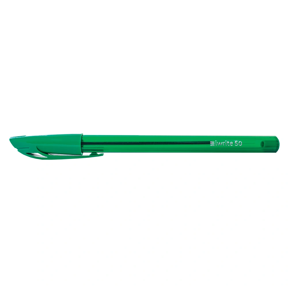IWrite Clear Colour Barrel Ballpoint Pen Fine Green iW50