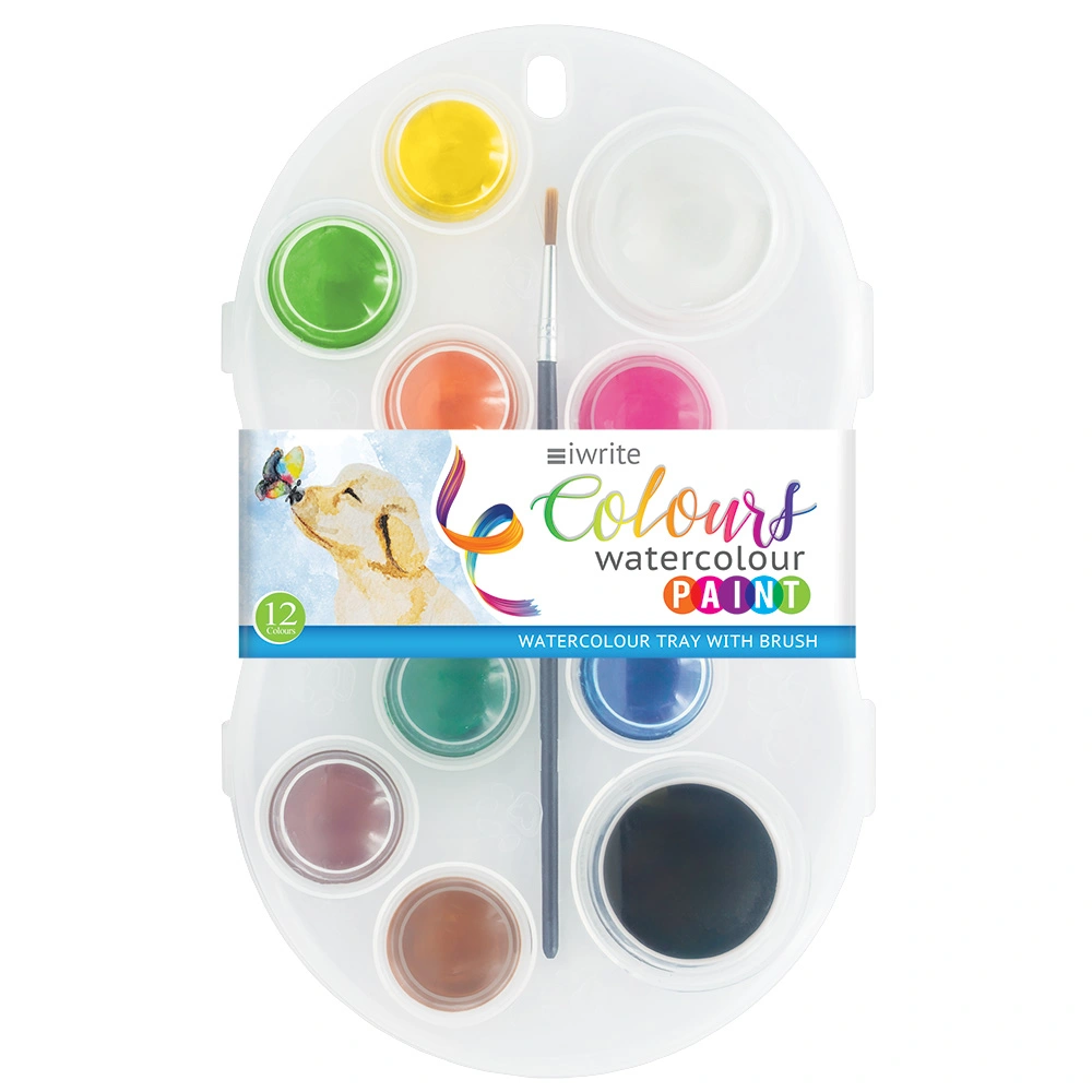 IWrite Colours Watercolour Paint (Tray-12's) + brush