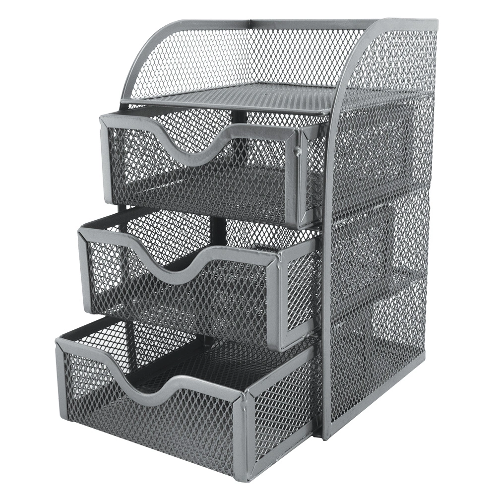 Mesh 3-Drawer Mini Desktop Organizer Silver - M850S