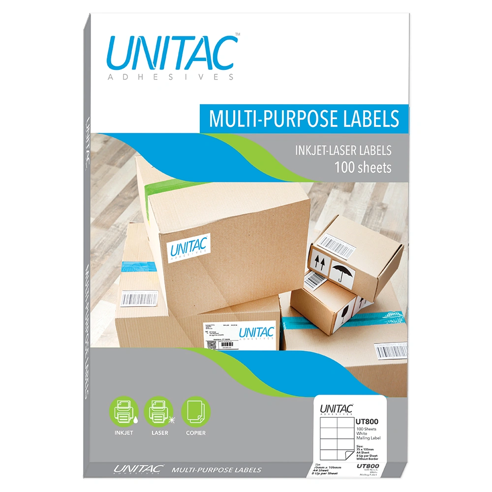 Unitac A4 Label 75 X 105mm 8up